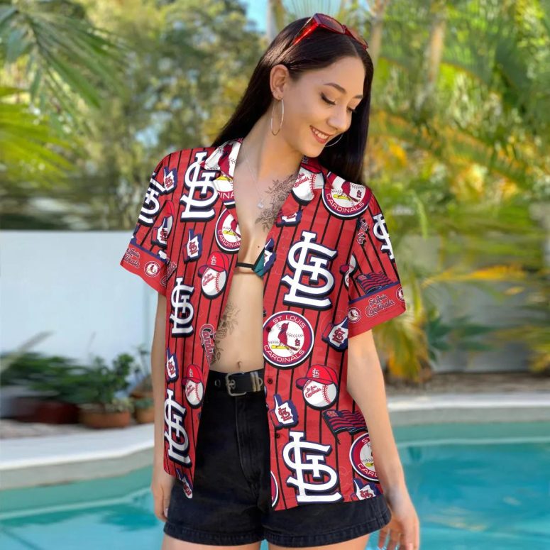 St. Louis Cardinals Dugout Stripes Hawaiian Shirt