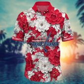 Washington Capitals Floral Majesty Hawaiian Shirt Front - TeeAloha