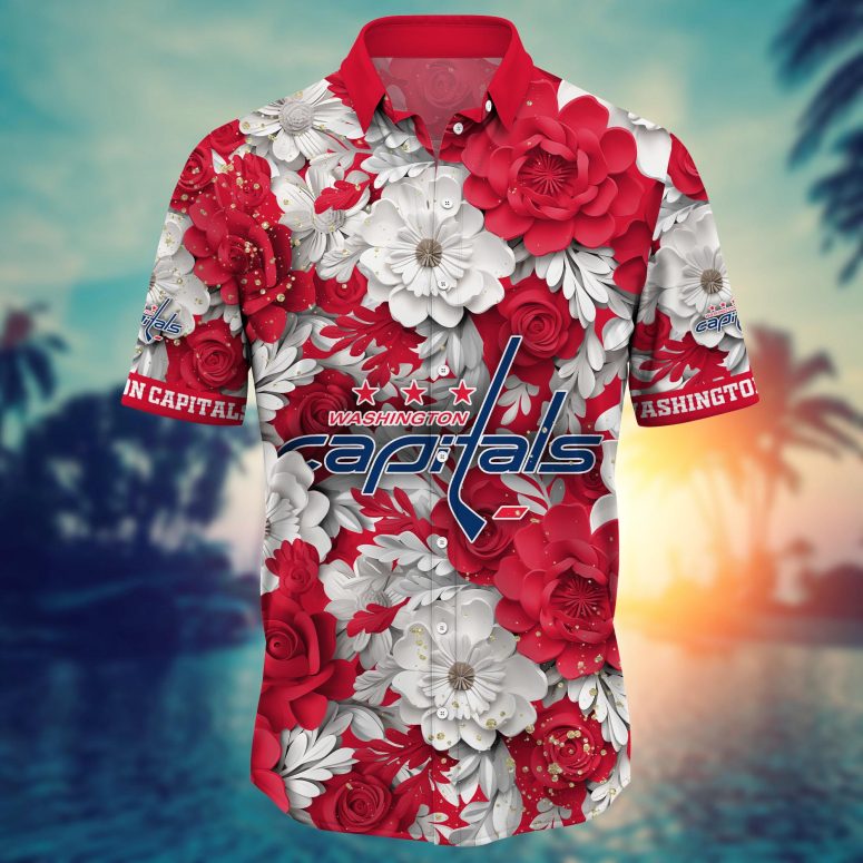 Washington Capitals Floral Majesty Hawaiian Shirt