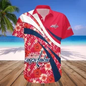 Washington Capitals Hibiscus Wave Hawaiian Shirt Front - TeeAloha