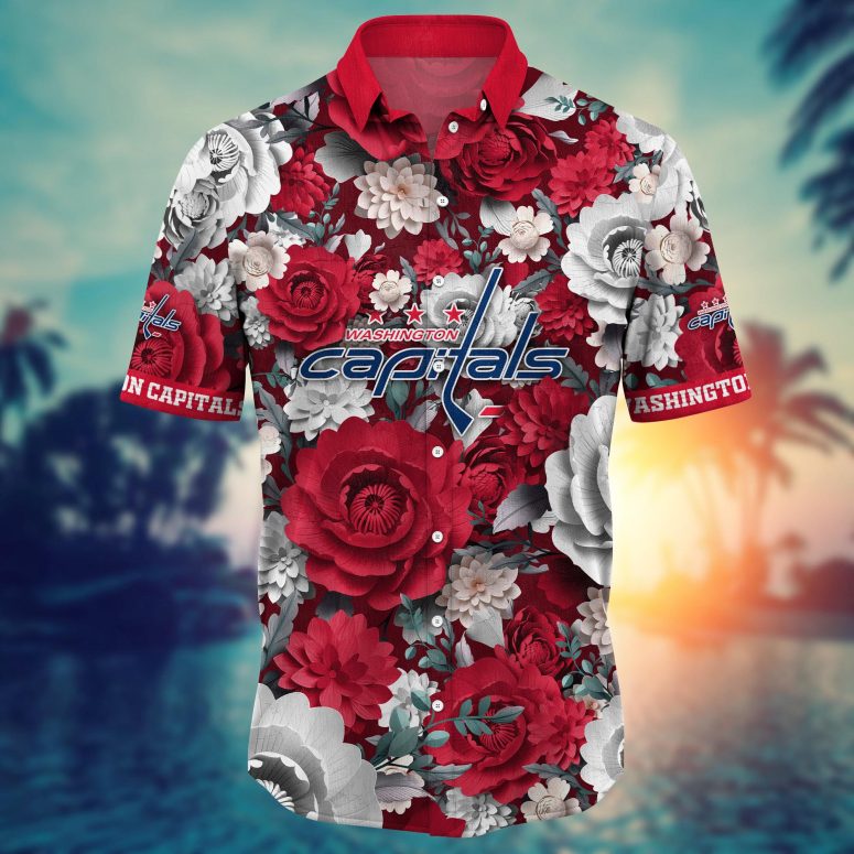 Washington Capitals Rose Elegance Hawaiian Shirt