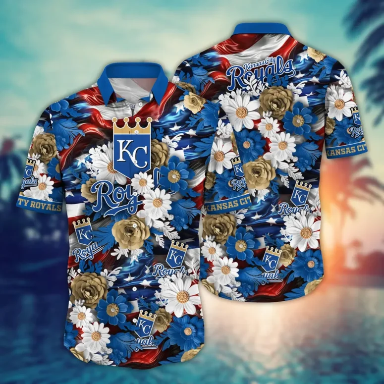 Kansas City Royals Patriotic Floral Hawaiian Shirt
