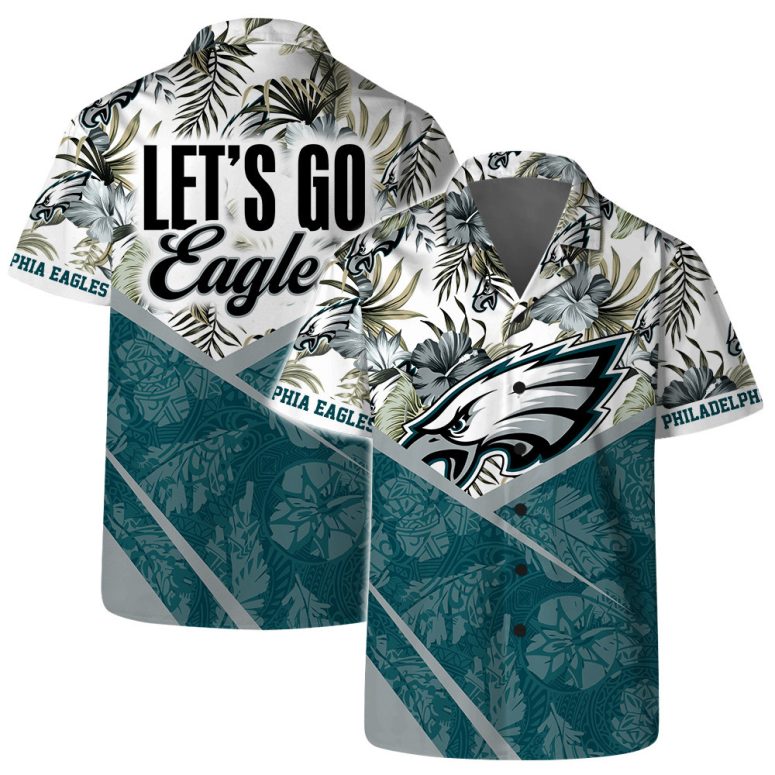 Let’s Go Philadelphia Eagles Team Logo Pattern Hawaiian Shirt