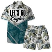Let’s Go Philadelphia Eagles Team Logo Pattern Hawaiian Shirt Back With Short - TeeAloha