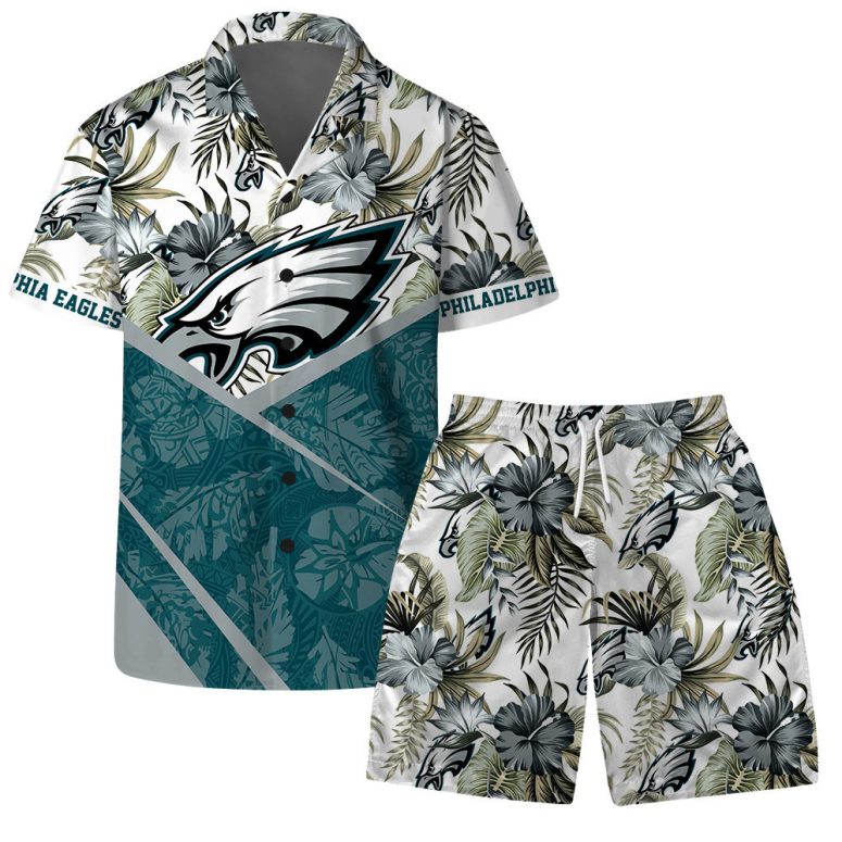 Let’s Go Philadelphia Eagles Team Logo Pattern Hawaiian Shirt