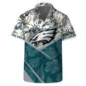 Let’s Go Philadelphia Eagles Team Logo Pattern Hawaiian Shirt=front - TeeAloha
