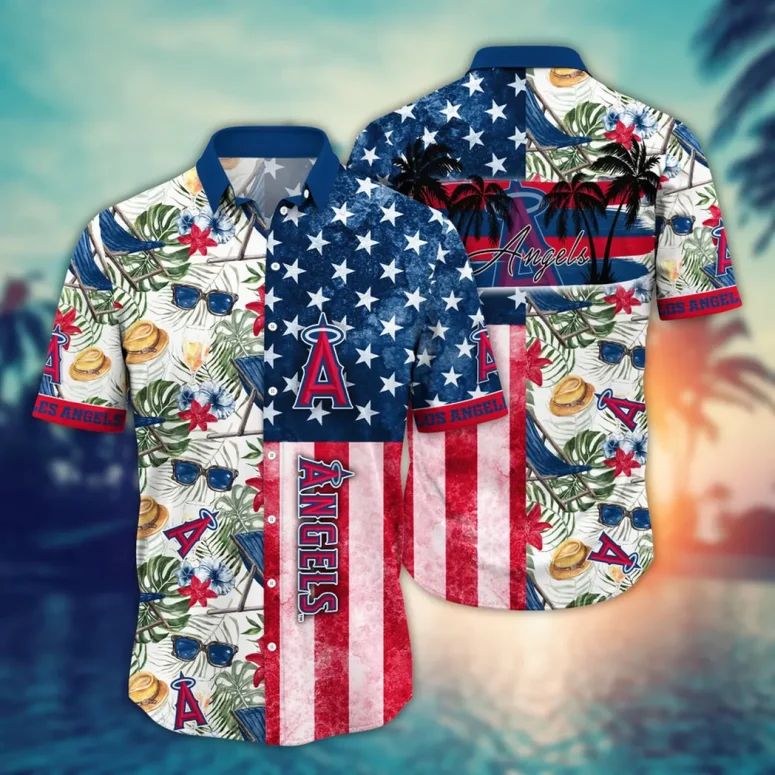 Los Angeles Angels Stars & Palms Hawaiian Shirt