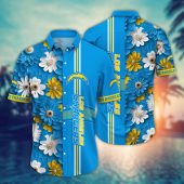 Los Angeles Chargers Bloom Wave Hawaiian Shirt - TeeAloha