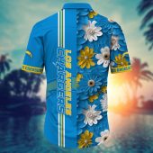 Los Angeles Chargers Bloom Wave Hawaiian Shirt Back - TeeAloha