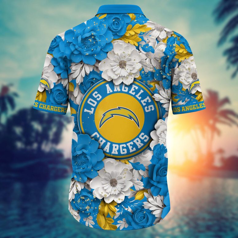 Los Angeles Chargers Floral Thunder Hawaiian Shirt