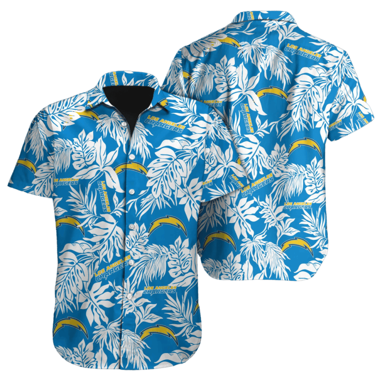 Los Angeles Chargers Tropical Leaf Hawaiian Shirt
