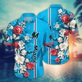 Miami Marlins Elegant Blossom Hawaiian Shirt