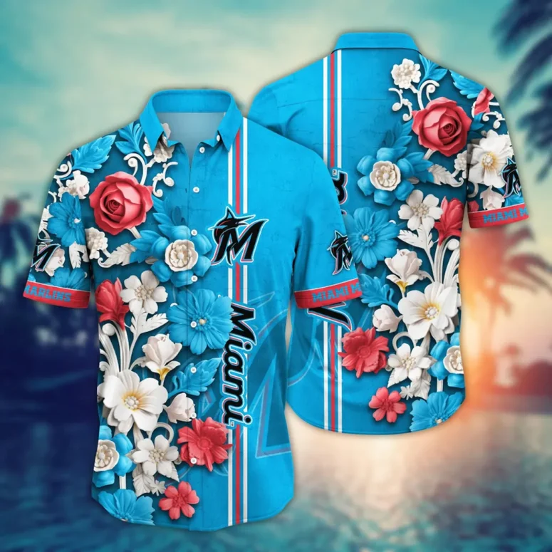 Miami Marlins Elegant Blossom Hawaiian Shirt