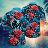 Miami Marlins Midnight Rose Hawaiian Shirt