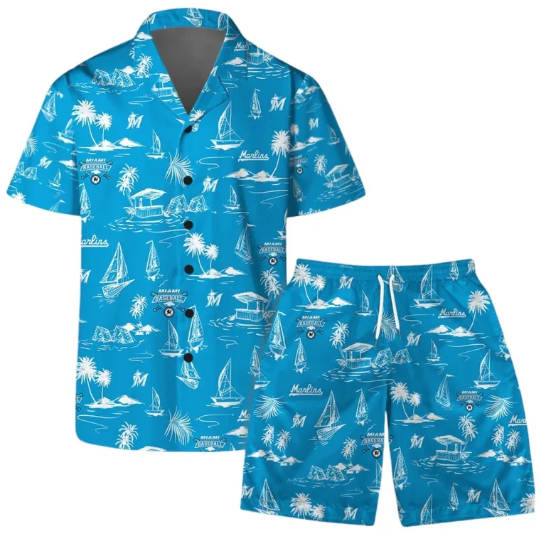 Miami Marlins Sailboat Paradise Hawaiian Shirt