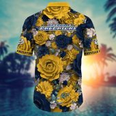 Nashville Predators Bold Floral Hawaiian Shirt Back - TeeAloha