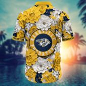 Nashville Predators Floral Paradise Hawaiian Shirt Back - TeeAloha