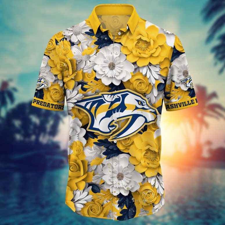 Nashville Predators Floral Paradise Hawaiian Shirt