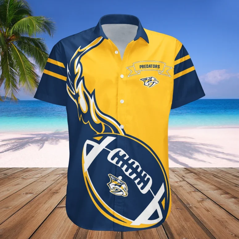 Nashville Predators Football Style Hawaiian Shirt