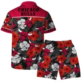 Chicago Bulls Floral Fantasy Hawaiian Shirt Back With Short - TeeAloha