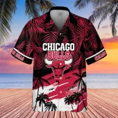 Chicago Bulls Sunset Beach Hawaiian Shirt Front - TeeAloha