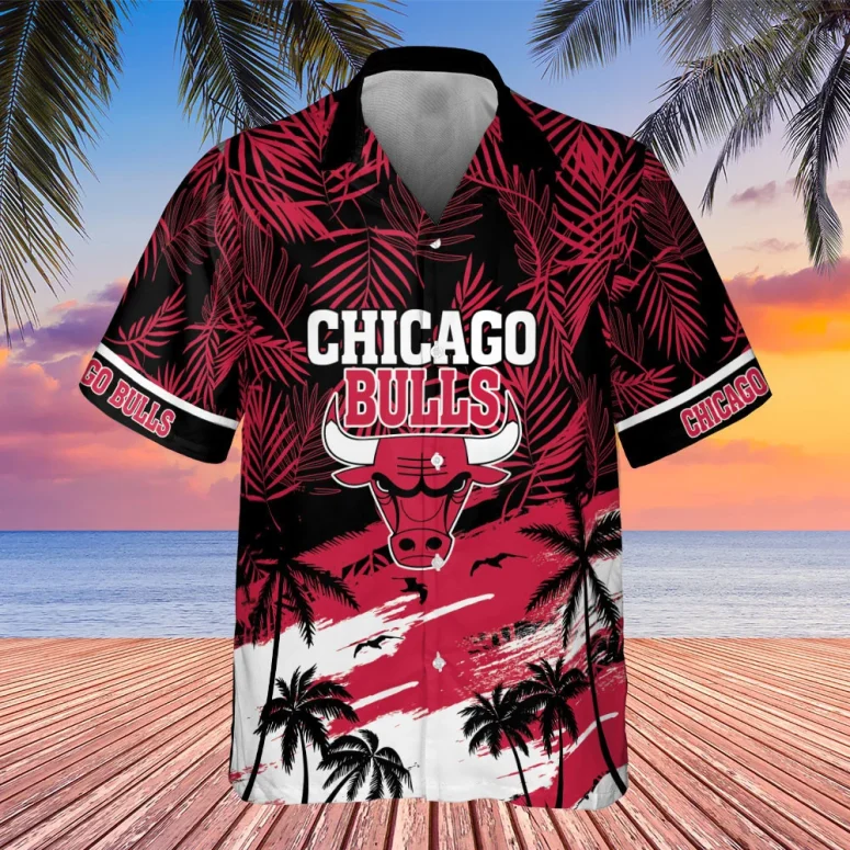 Chicago Bulls Sunset Beach Hawaiian Shirt