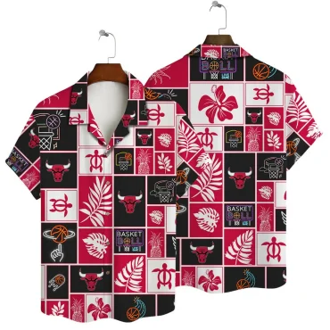 Chicago Bulls Tropical Block Hawaiian Shirt