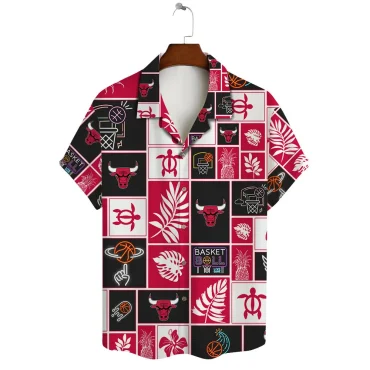 Chicago Bulls Tropical Block Hawaiian Shirt