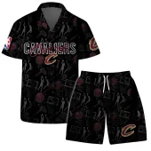 Cleveland Cavaliers Basketball Action Hawaiian Shirt Front With Short - TeeAloha