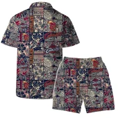 Cleveland Cavaliers Floral Nature Patchwork Hawaiian Shirt Back With Short - TeeAloha