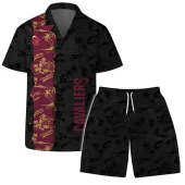 Cleveland Cavaliers Palm Tree Sunset Hawaiian Shirt Front With Short - TeeAloha