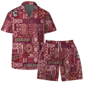 Cleveland Cavaliers Tribal Blocks Hawaiian Shirt Front With Short - TeeAloha