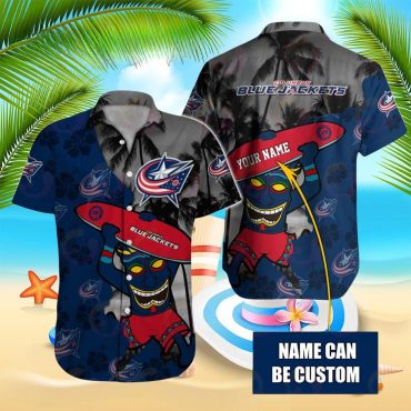 Columbus Blue Jackets Custom Tiki Hawaiian Shirt