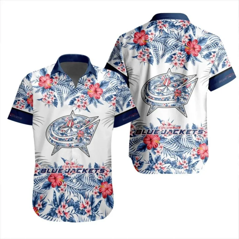 Columbus Blue Jackets Floral Breeze Hawaiian Shirt