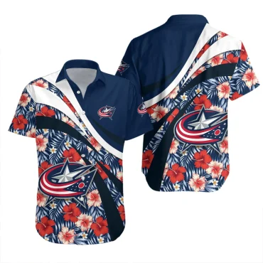 Columbus Blue Jackets Floral Power Hawaiian Shirt