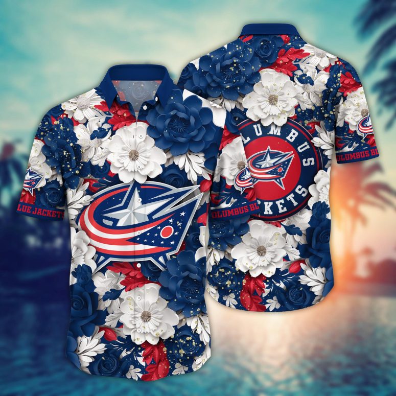 Columbus Blue Jackets Garden of Glory Hawaiian Shirt