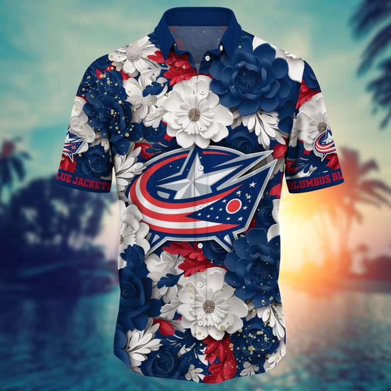 Columbus Blue Jackets Garden of Glory Hawaiian Shirt