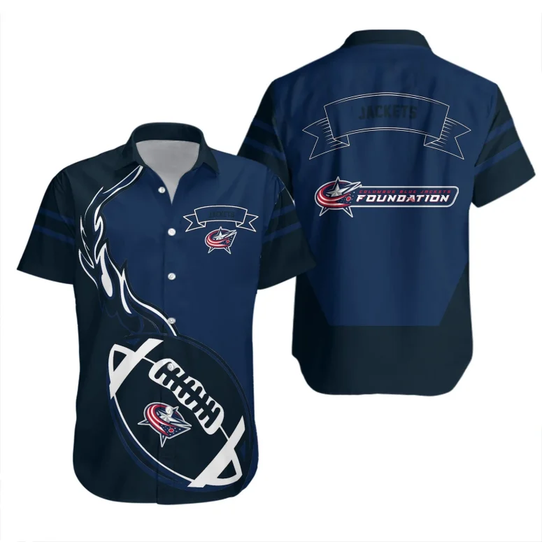 Columbus Blue Jackets Gridiron Fury Hawaiian Shirt