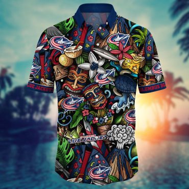 Columbus Blue Jackets Tiki Vibes Hawaiian Shirt