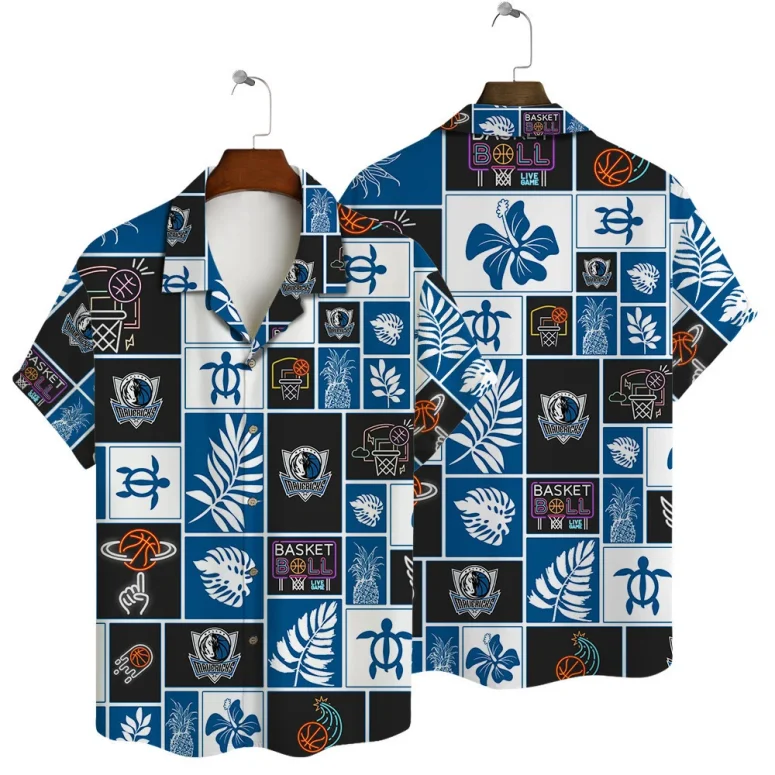 Dallas Mavericks Bold Blocks Hawaiian Shirt