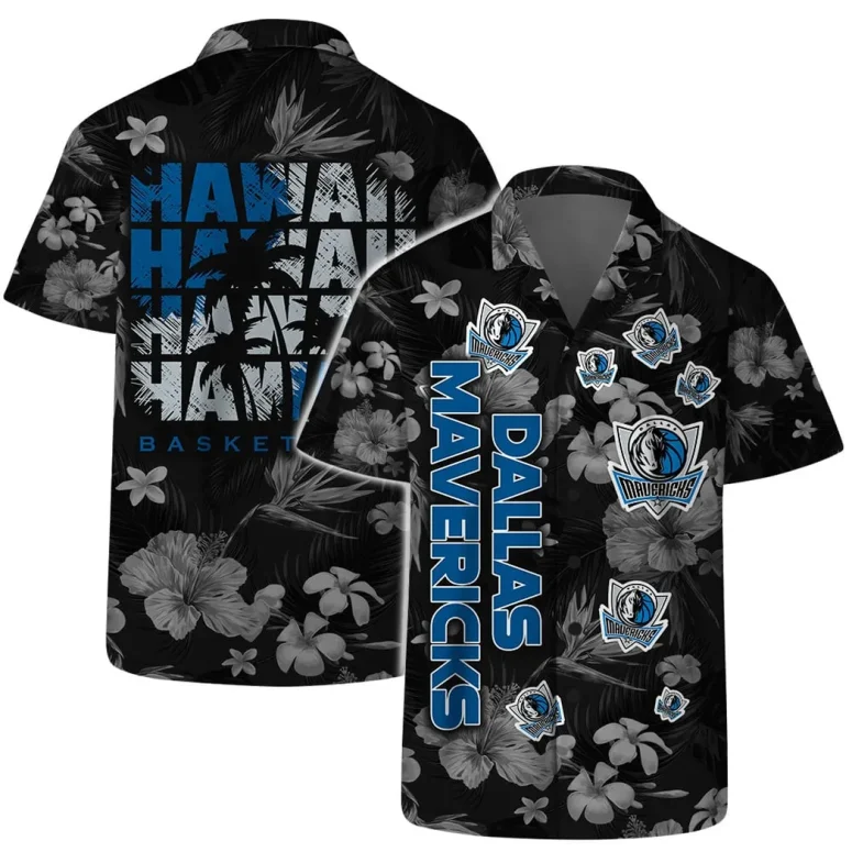Dallas Mavericks Floral Blackout Hawaiian Shirt
