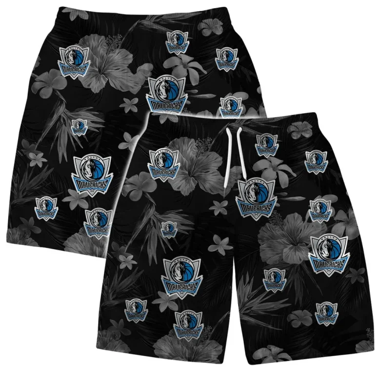 Dallas Mavericks Floral Blackout Hawaiian Shirt