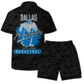 Dallas Mavericks Palm Breeze Hawaiian Shirt Back With Short - TeeAloha