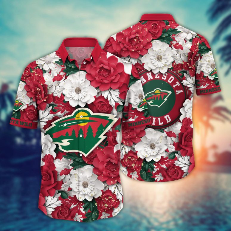 Floral Paradise Minnesota Wild Hawaiian Shirt