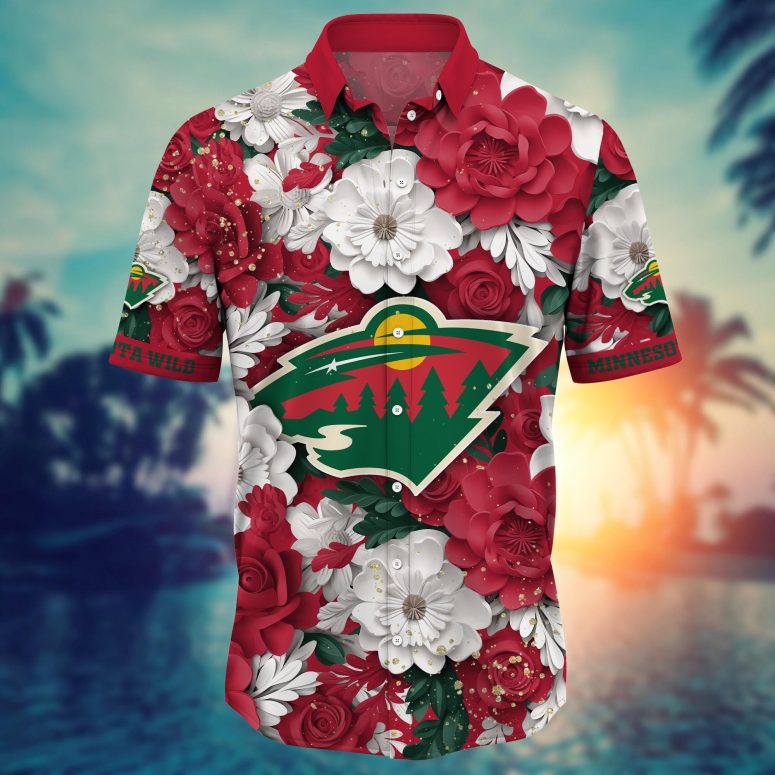 Floral Paradise Minnesota Wild Hawaiian Shirt
