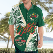 Floral Victory Minnesota Wild Hawaiian Shirt Front - TeeAloha