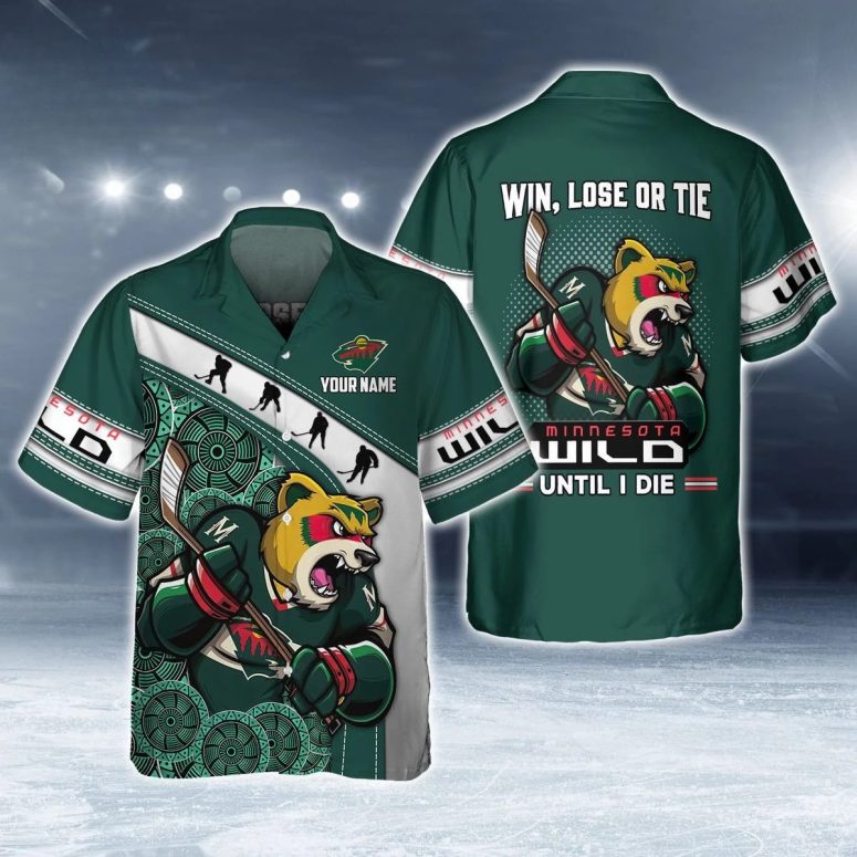 Hockey Bear Battle Minnesota Wild Hawaiian Shirt