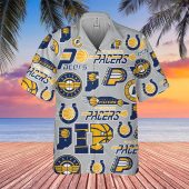 Indiana Pacers All Over Print Tropical Hawaiian Shirt Front - TeeAloha