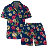 Indiana Pacers Floral Fantasy Hawaiian Shirt Front With Short - TeeAloha