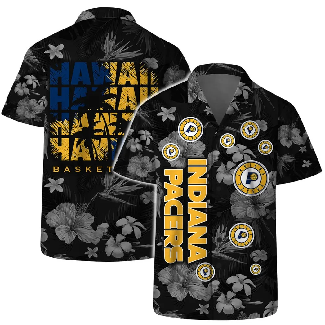 Indiana Pacers Hawaiian Floral Blackout Shirt